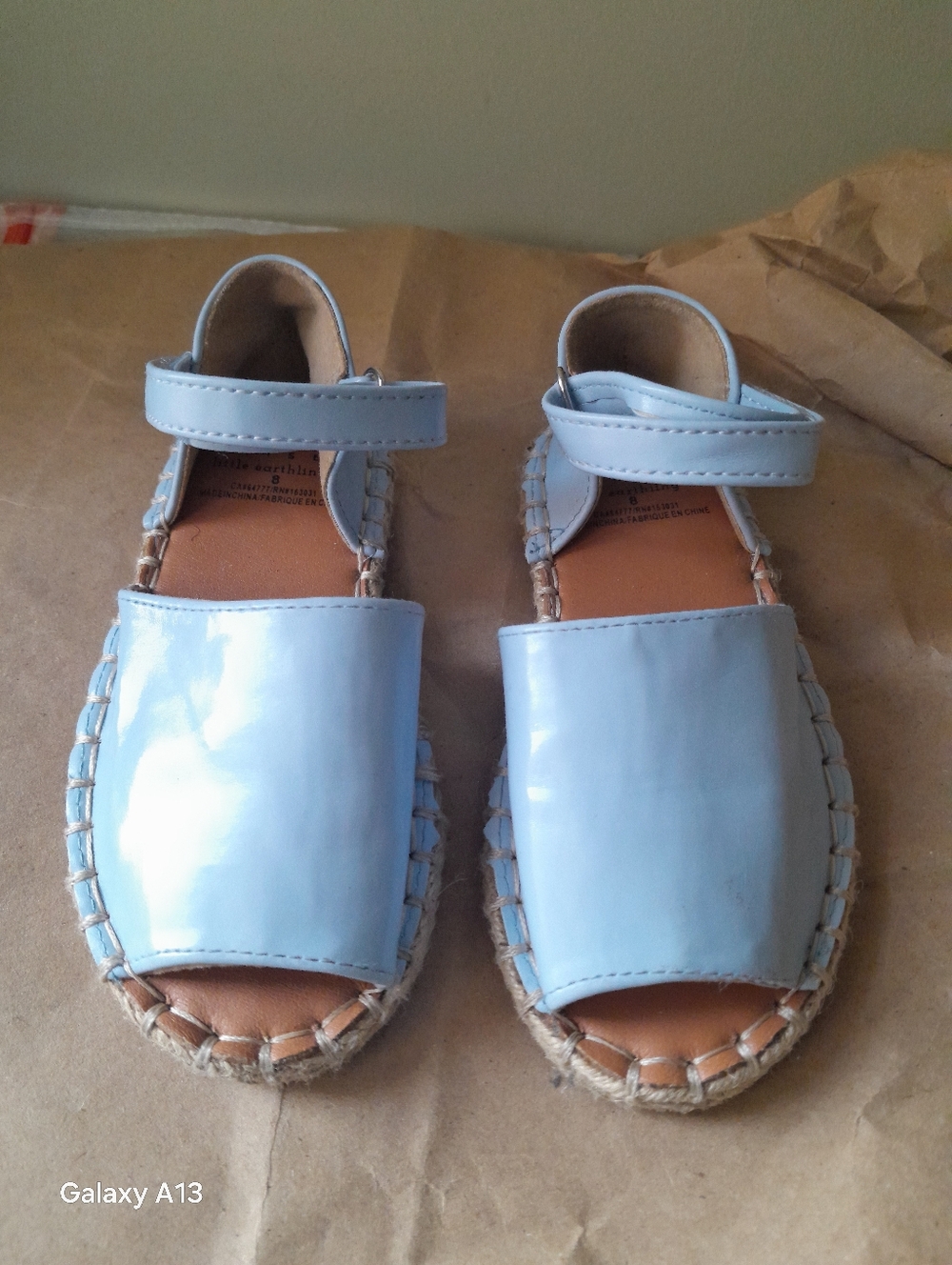 Little Earth Baby Blue Patent Sandals with Ankle Strap